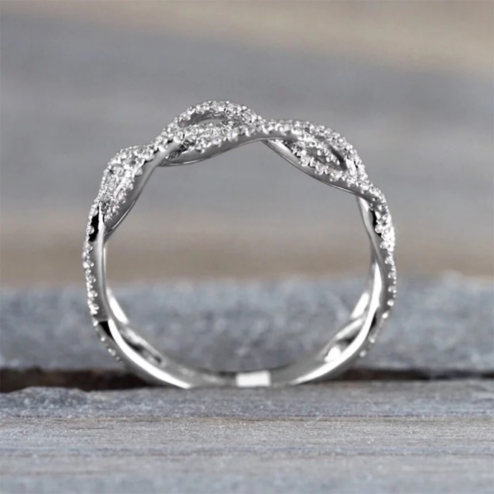 New 925 Silver Beautiful Stackable Diamond Ring - Picture 3 of 6